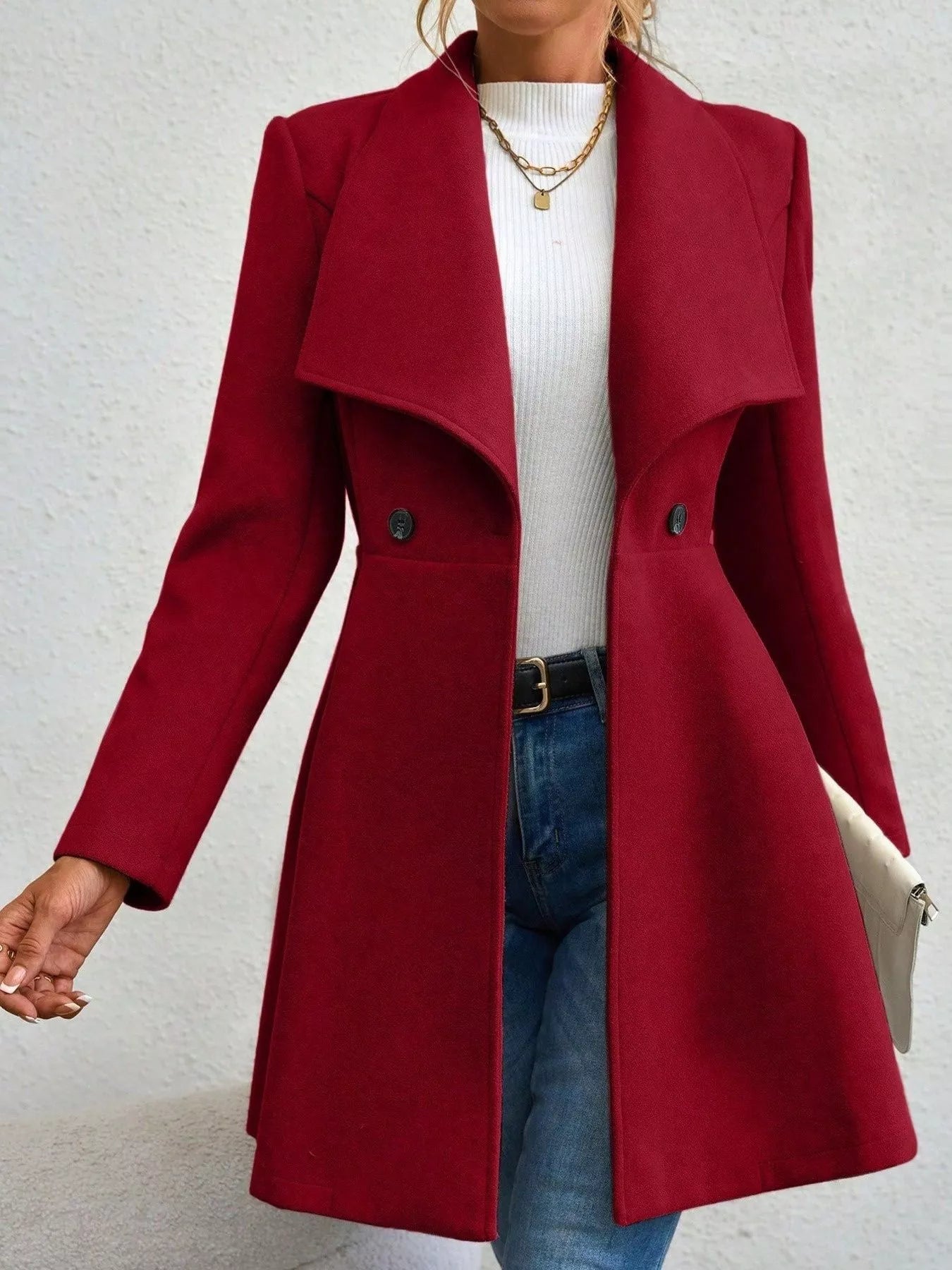 Collared Neck Double Breasted Coat 