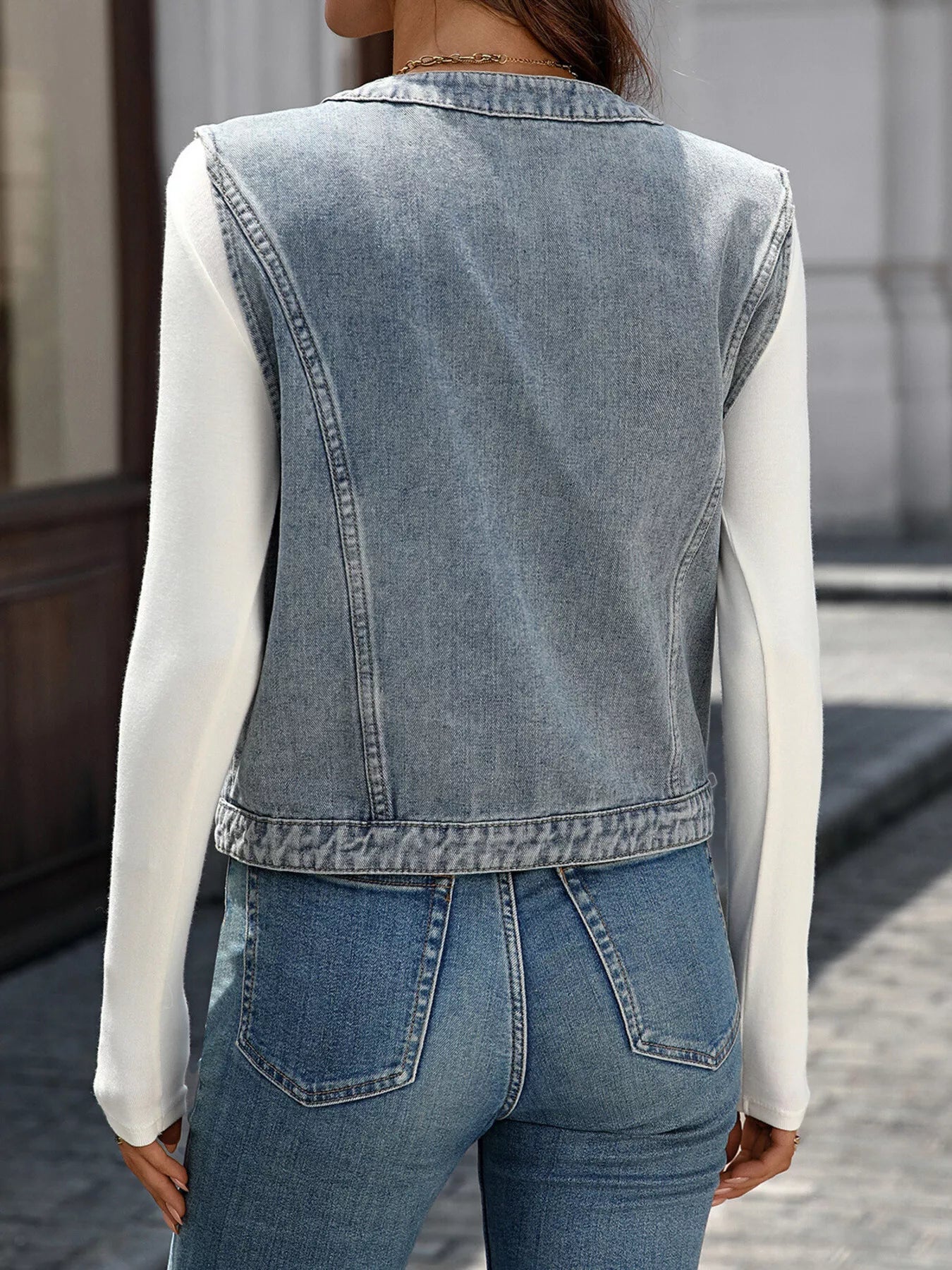 Button-Down Denim Vest 