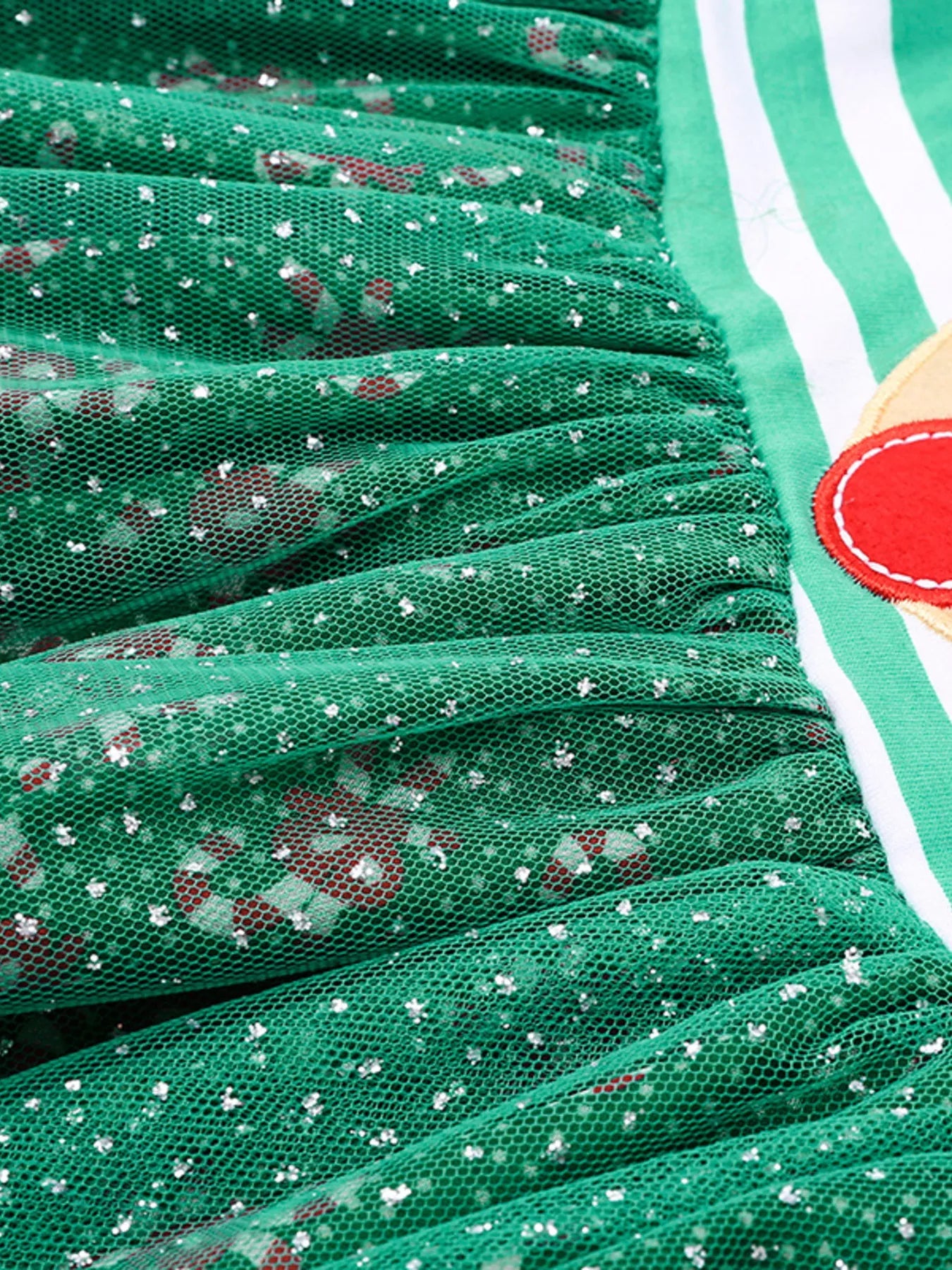 Children's Christmas Reindeer Applique Striped Long Sleeve Dress 