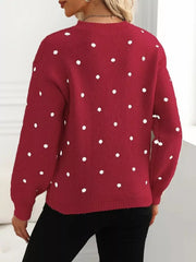 Polka Dot Round Neck Sweater 