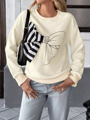 Bow Round Neck Dropped Shoulder Sweatshirt 
