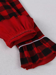 Children's Plaid Ruffle Hem Long Sleeve Dress 