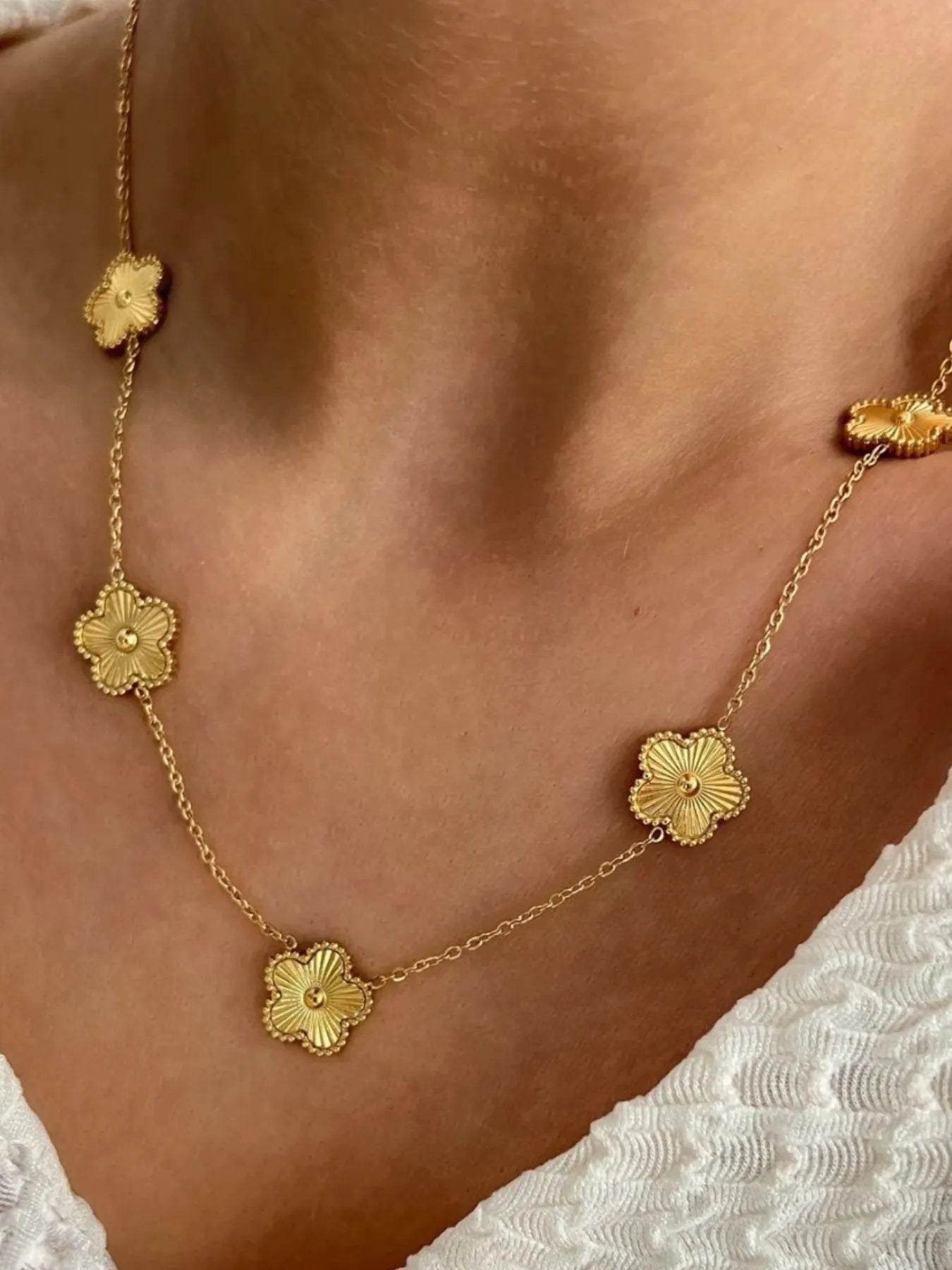 18K Gold-Plated Flower Chain Necklace 