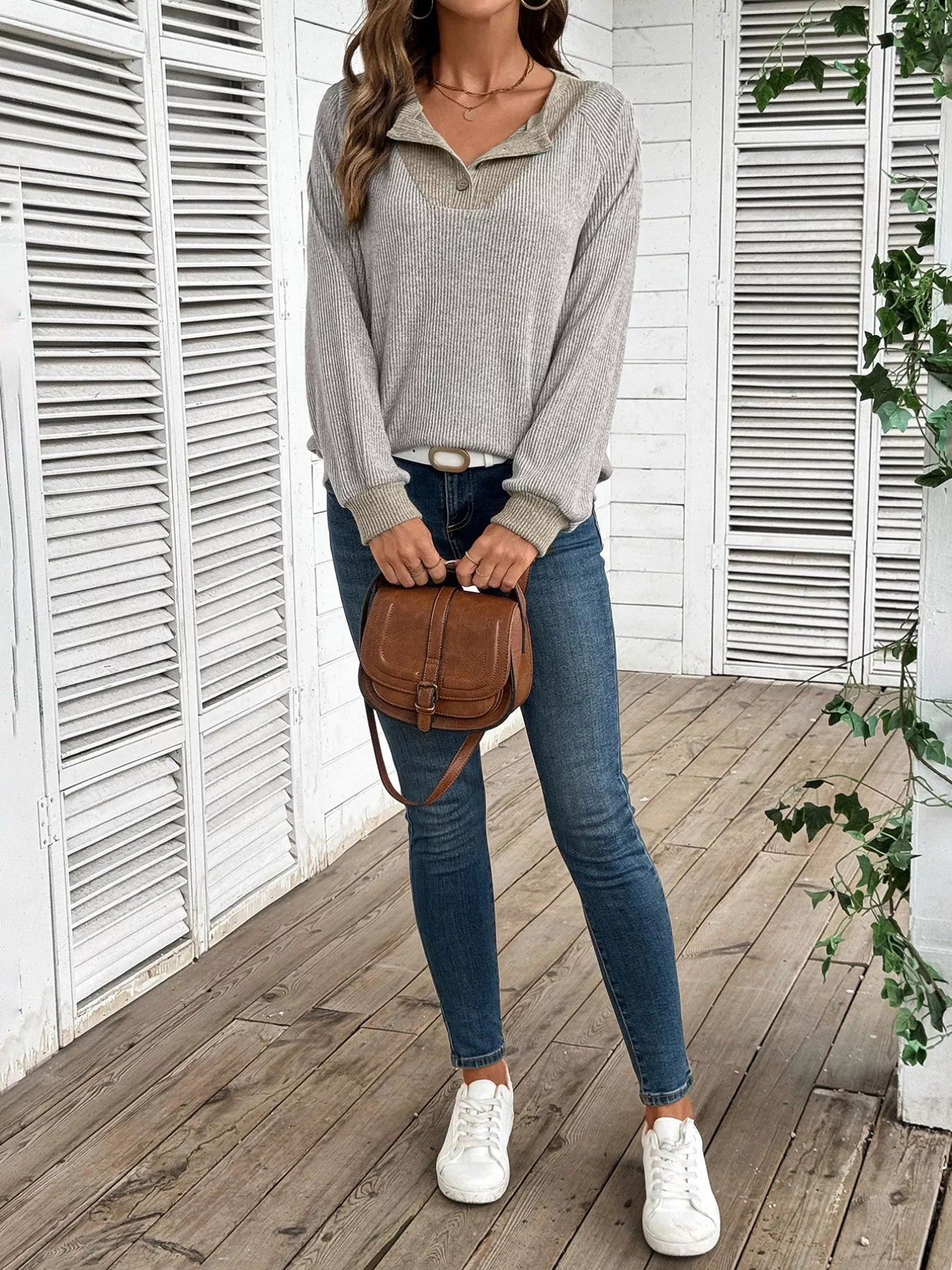 Ribbed Knit Two-Tone Top 