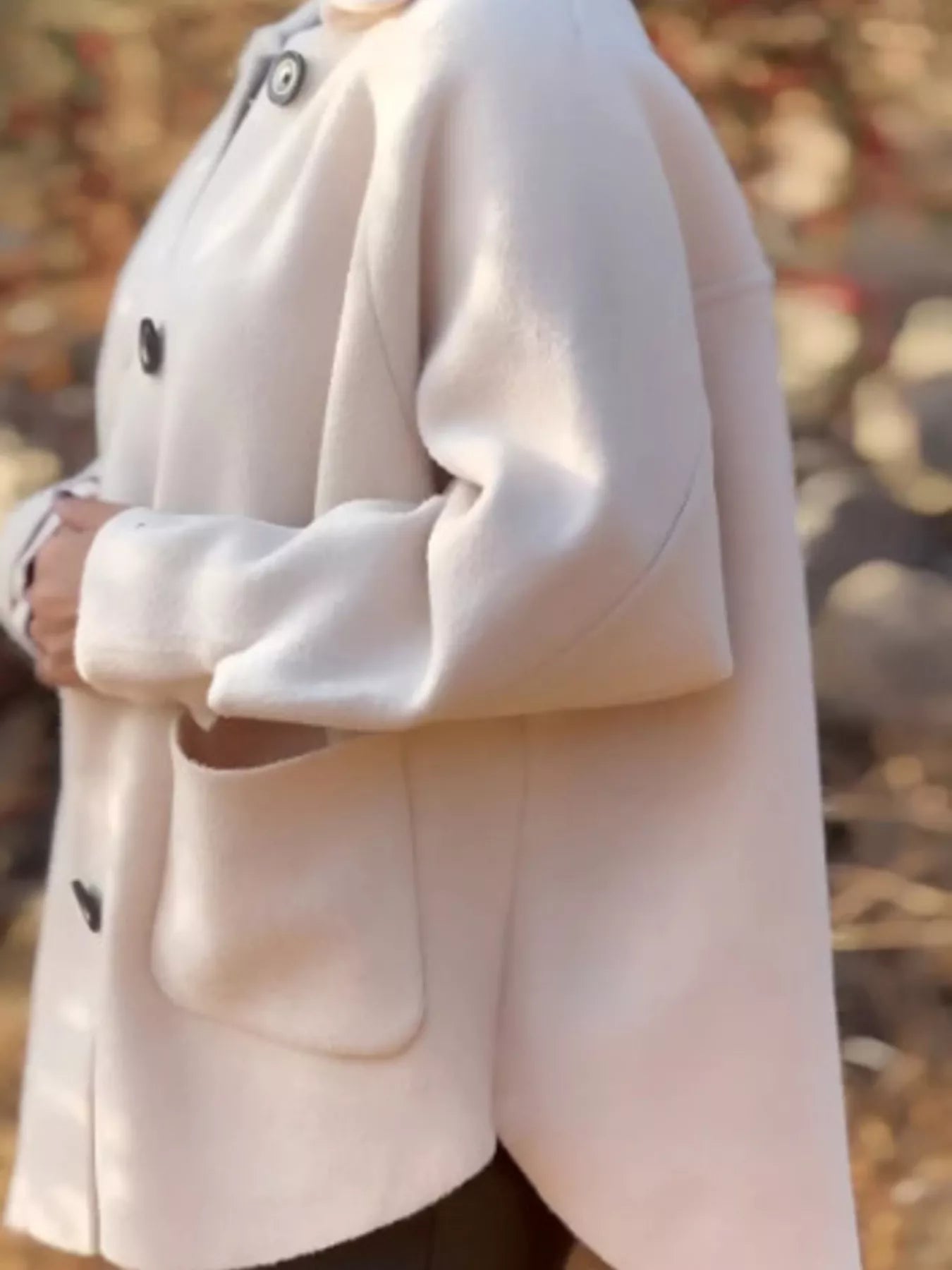 Full Size Button-Front Raglan Sleeve Coat Plus Size 