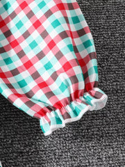 Children's Christmas Tree Plaid Dress 