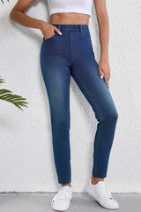 High Waist Skinny Jeans with Pockets 