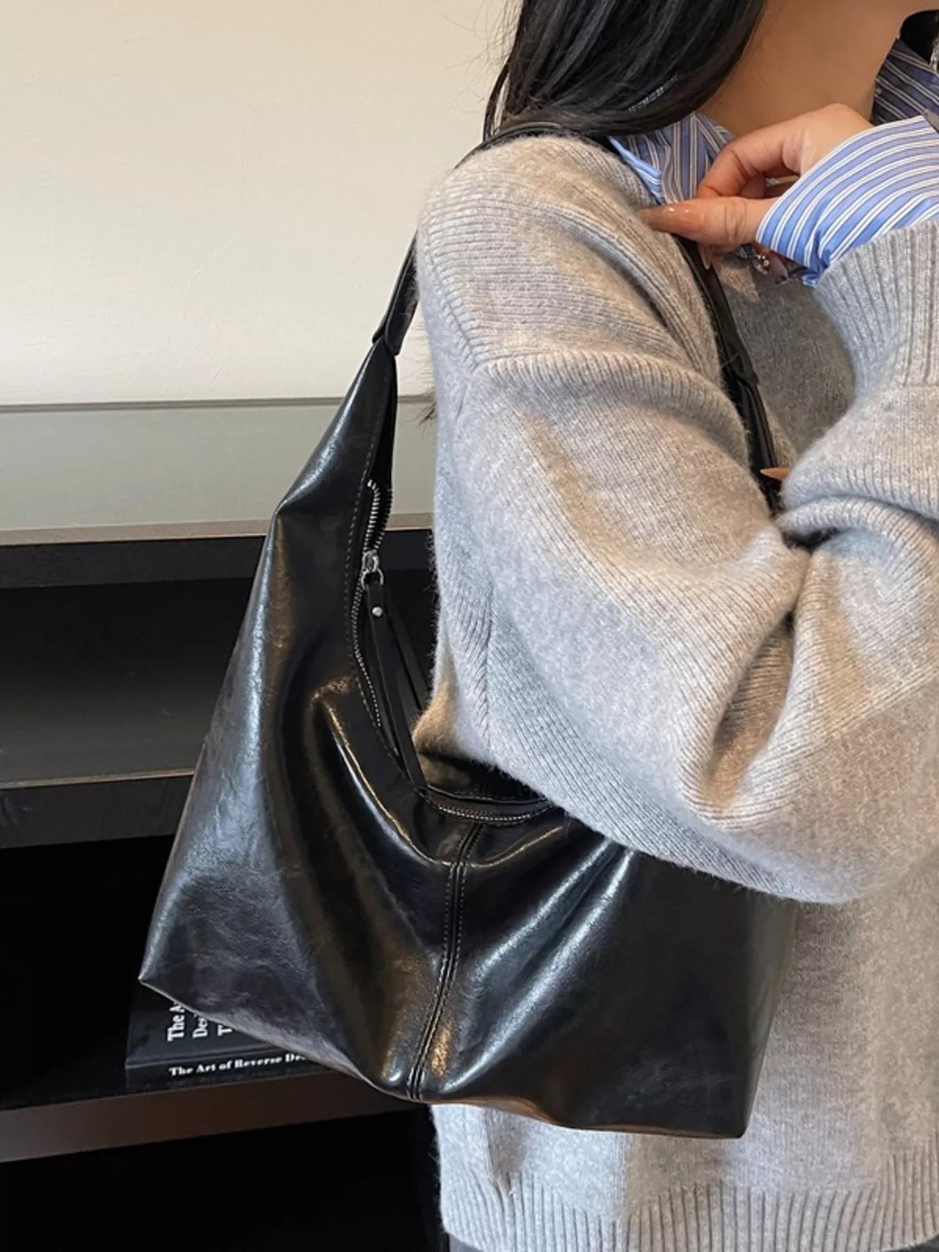PU Leather Hobo Shoulder Bag 