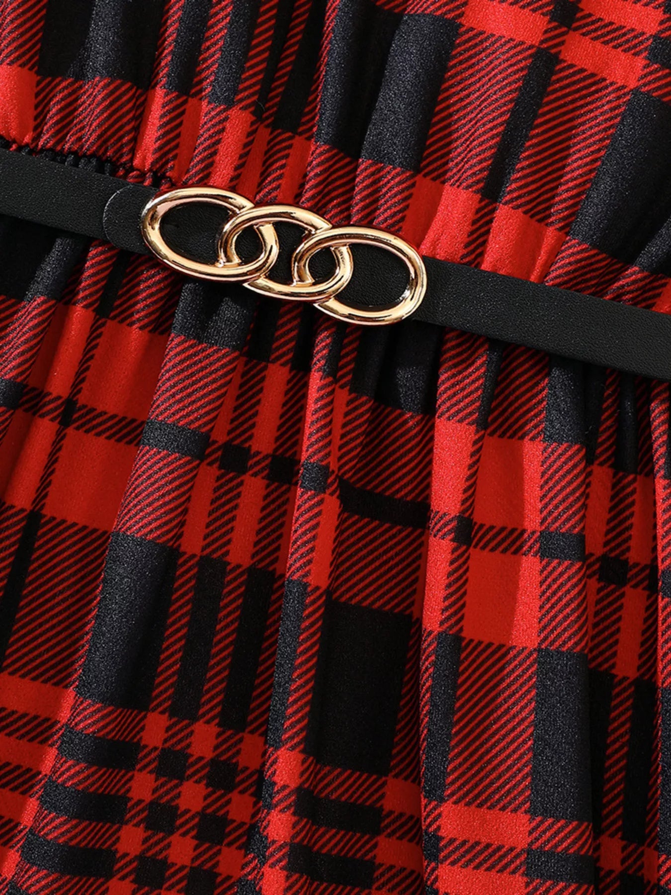 Children's Plaid Print Long Sleeve Dress 