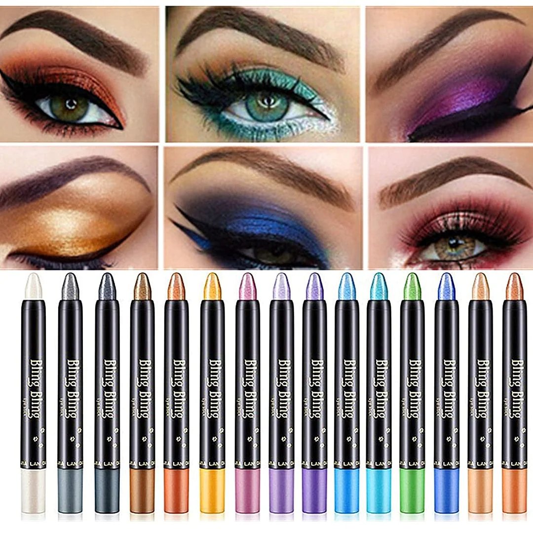 15 Colors Highlighter Eyeshadow Pencil Glitter Eyeshadow Eyeliner Pencil 