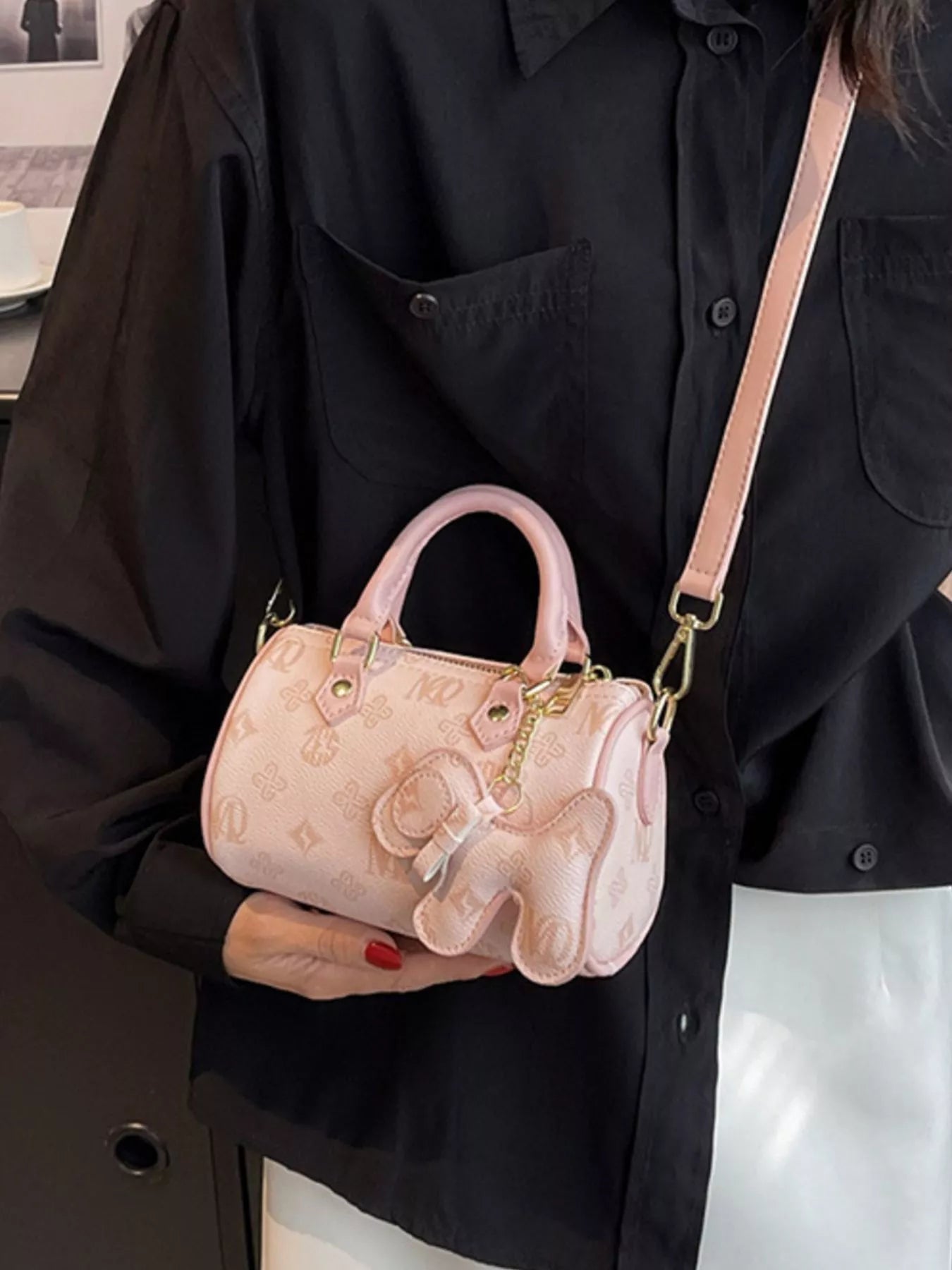 Barrel Crossbody Bag with Charm 