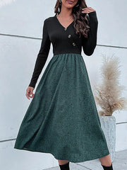 Animal Print Long Sleeve Midi Dress 