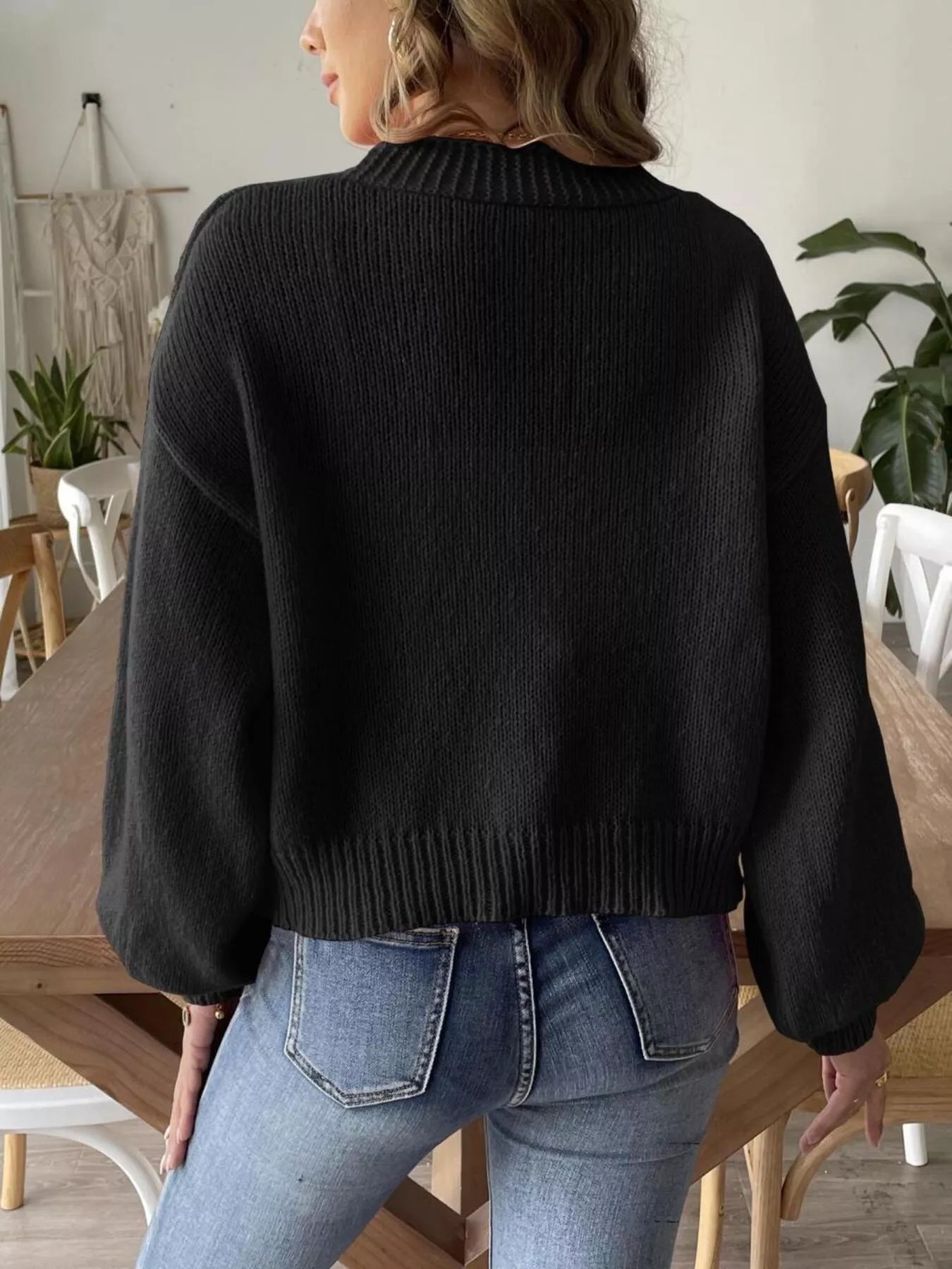 Open Front Dropped Shoulder Cardigan 