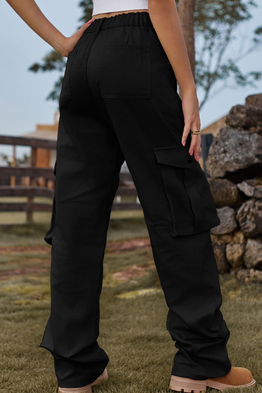 Loose Fit Long Jeans with Pockets 