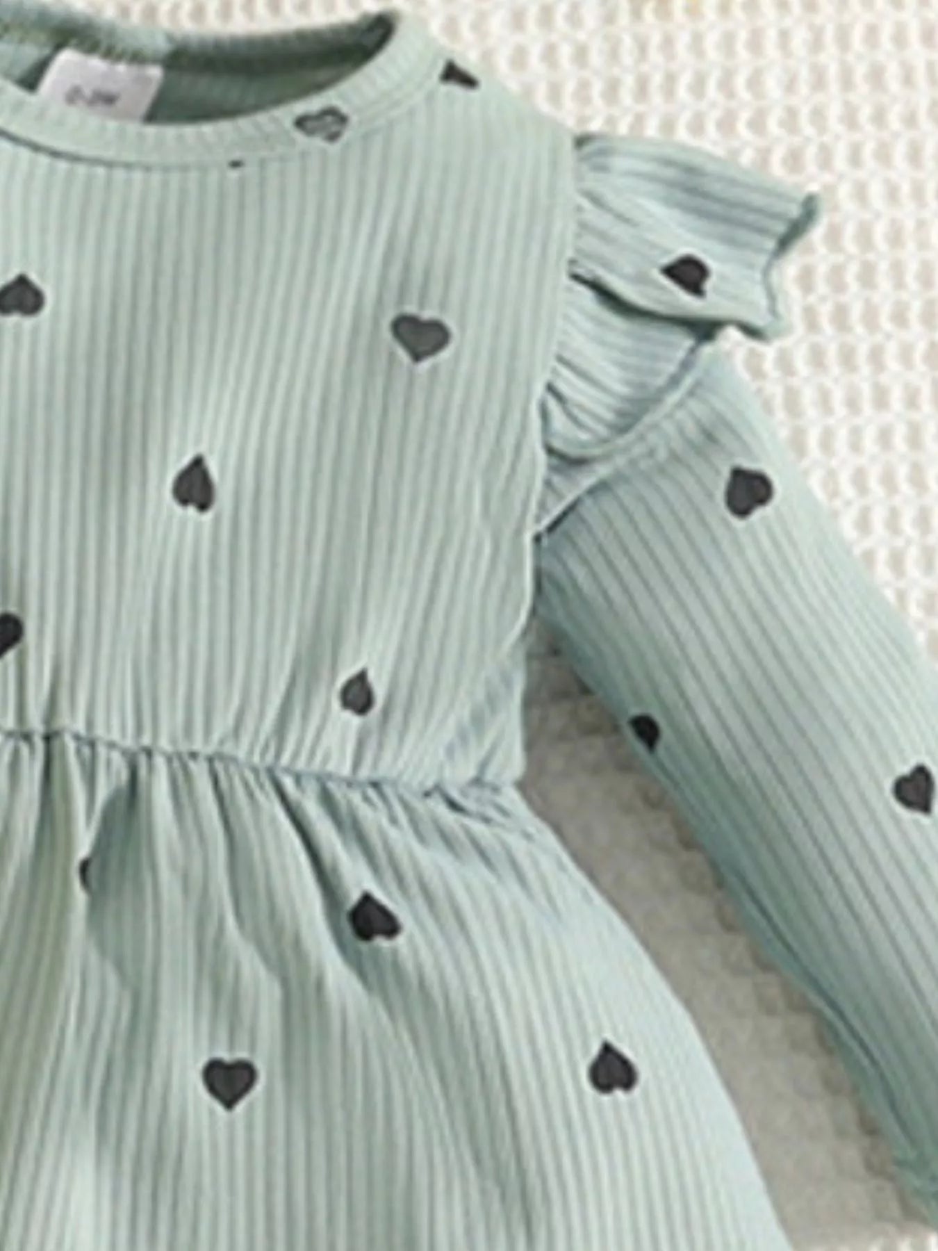 Children's Heart Print Dress & Headband Set 