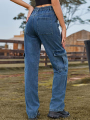 High Waist Cargo Jeans 