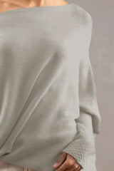 Full Size Boat Neck Batwing Sleeve Knit Top 