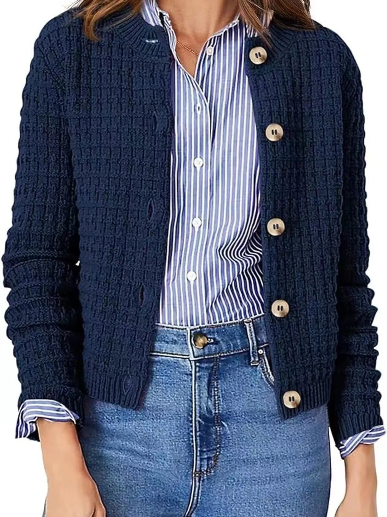 Button-Up Long Sleeve Cardigan 