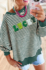 LUCKY Striped Round Neck Long Sleeve Sweatshirt 