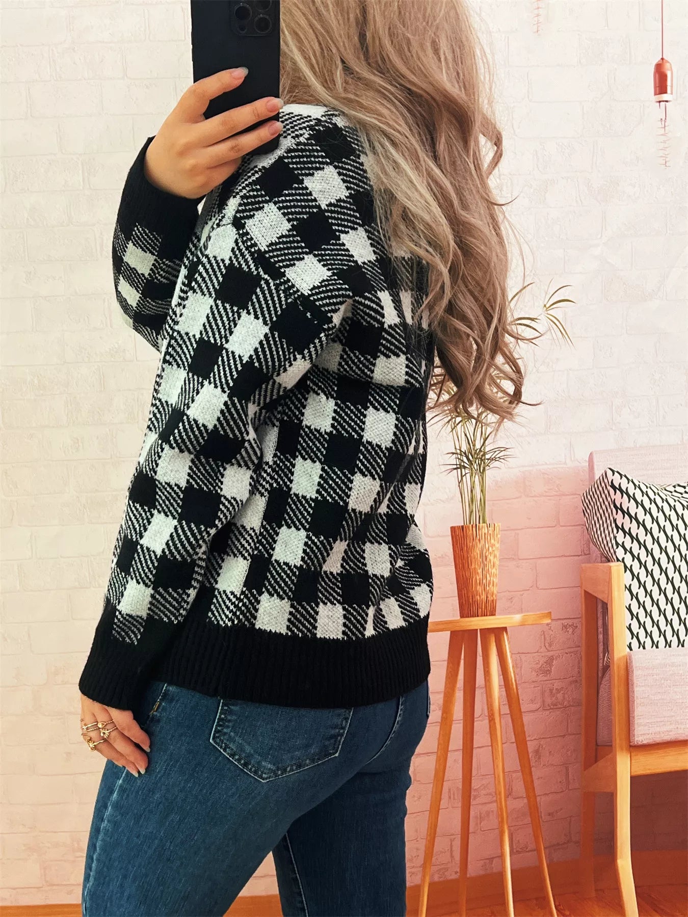 Plaid Button-Down Cardigan 