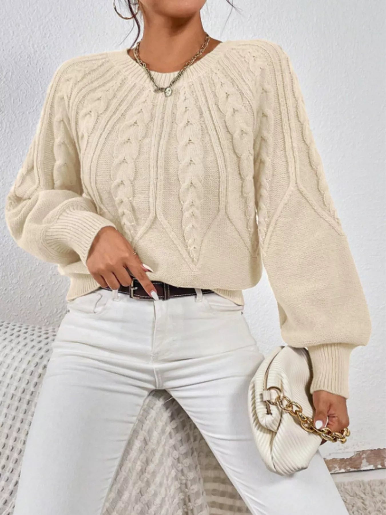 Cable Knit Long Sleeve Sweater 