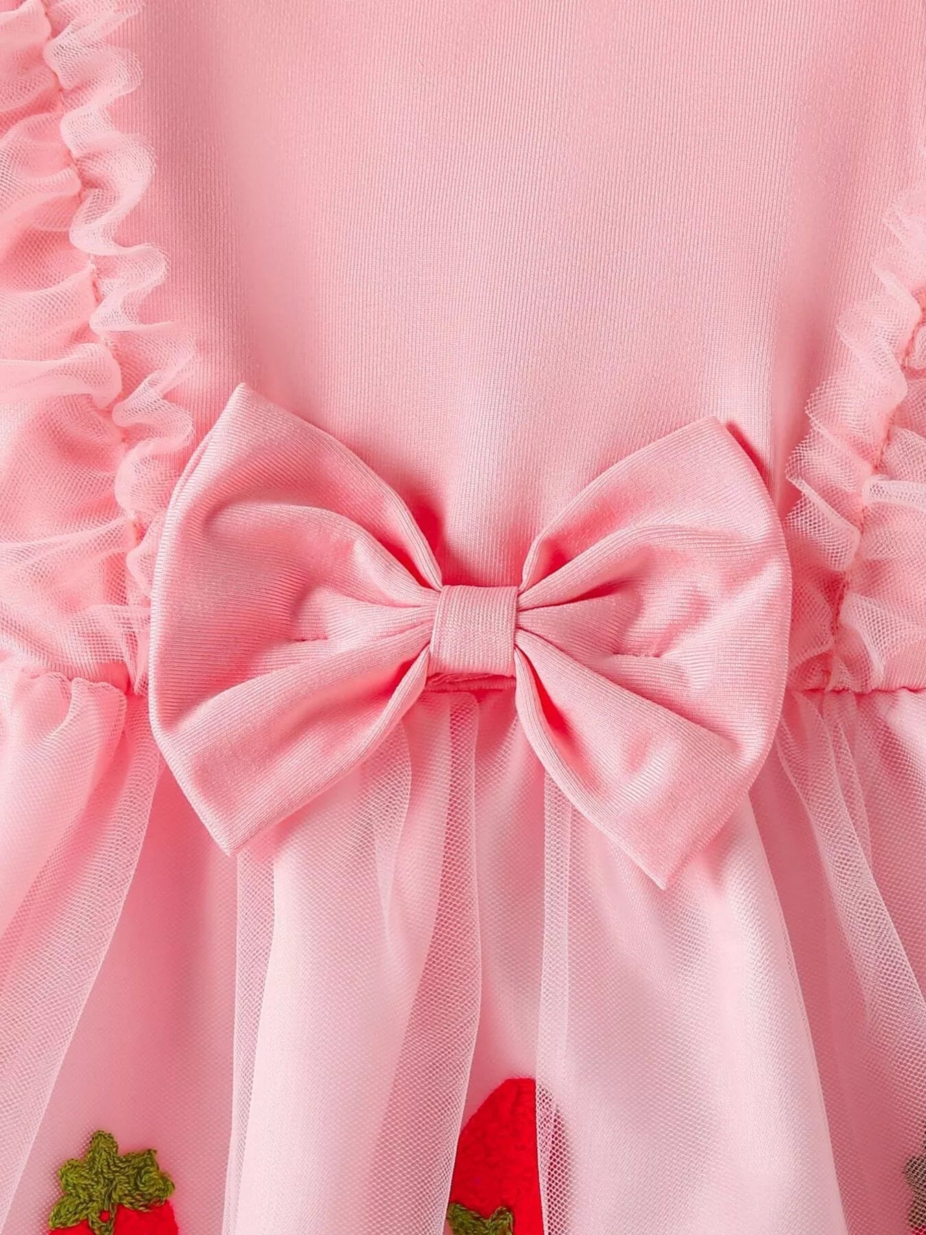 Children's Bow Decor Ruffle Trim Dress 