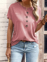 Half Button Short Sleeve Top 