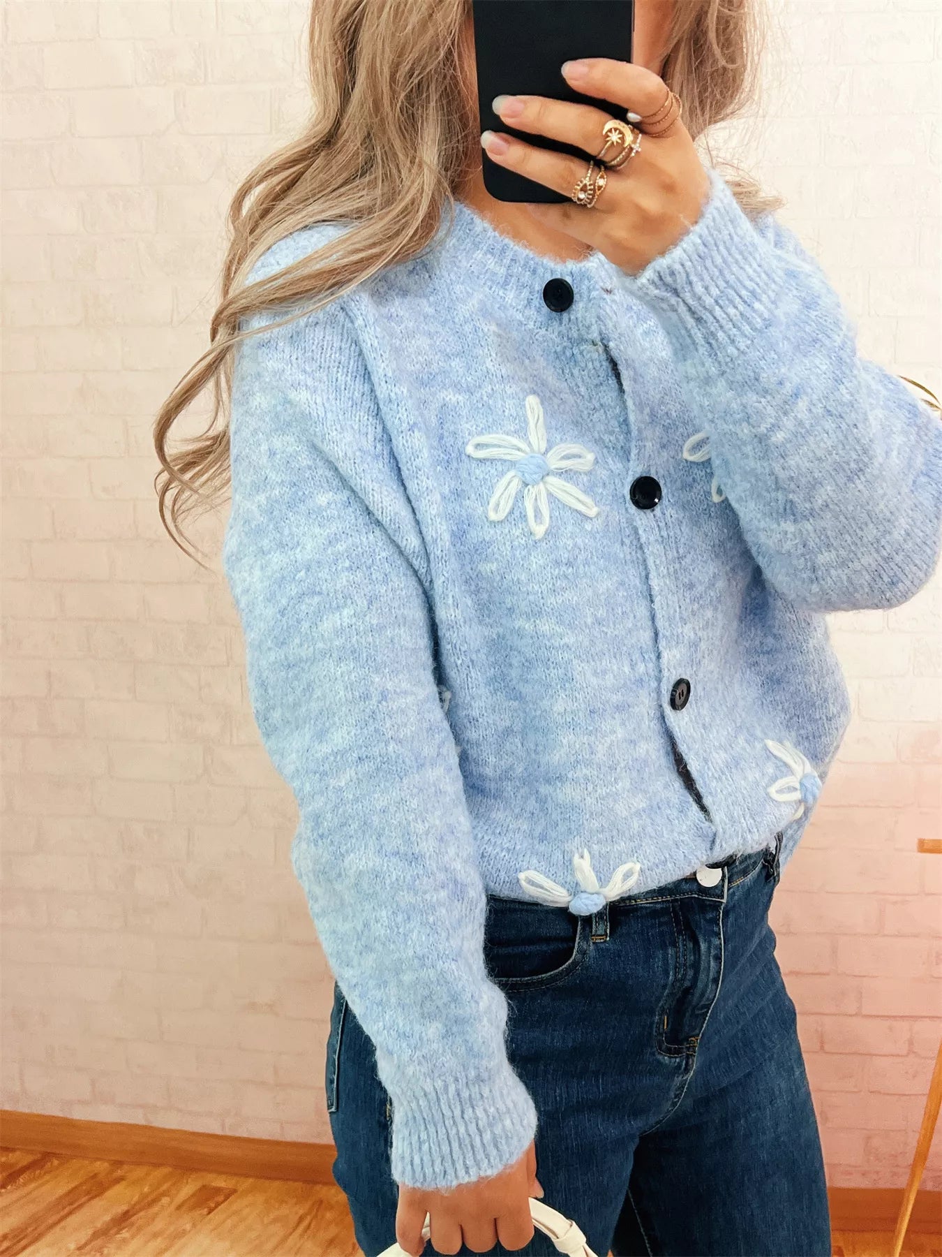 Flower Button-Down Cardigan 