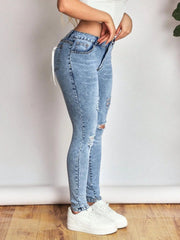 Distressed Skinny Jeans with Bow Back 