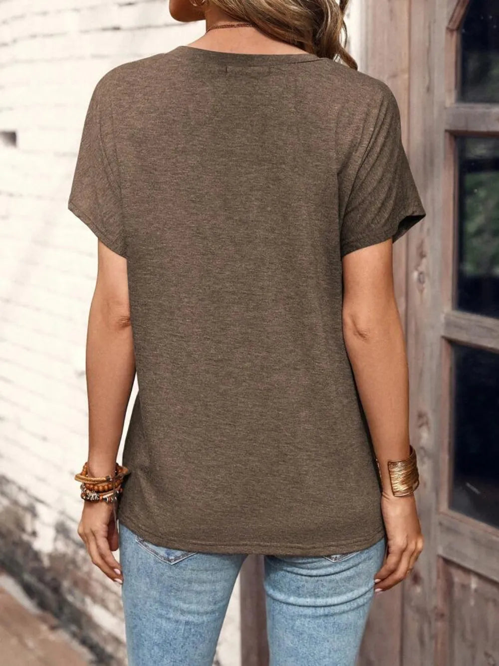 Half Button Short Sleeve Top 