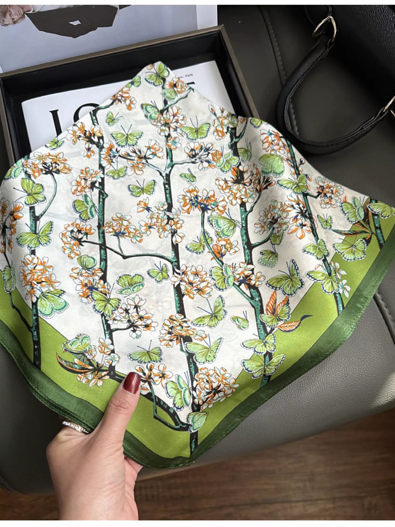 Floral Print Silk Scarf 