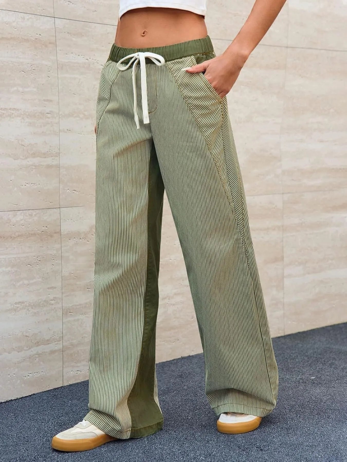 Striped Wide Leg Jeans 