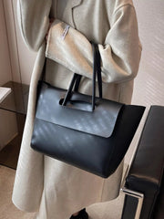 Solid Color Leather Handbag 