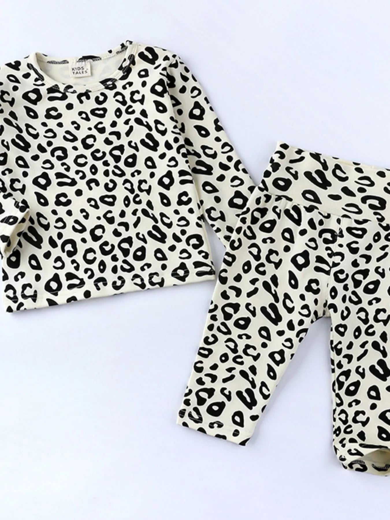 Children's Leopard Print Long Sleeve Top and Pants Set 