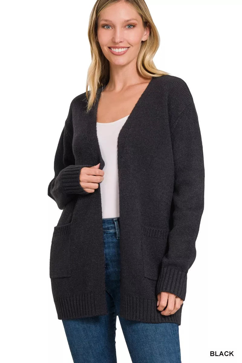 Zenana Open Front Sweater Cardigan 