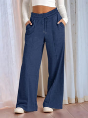 Full Size Drawstring Relaxed Fit Wide Leg Pants Plus Size 