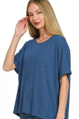 Zenana Oversized Slub Hacci Top 