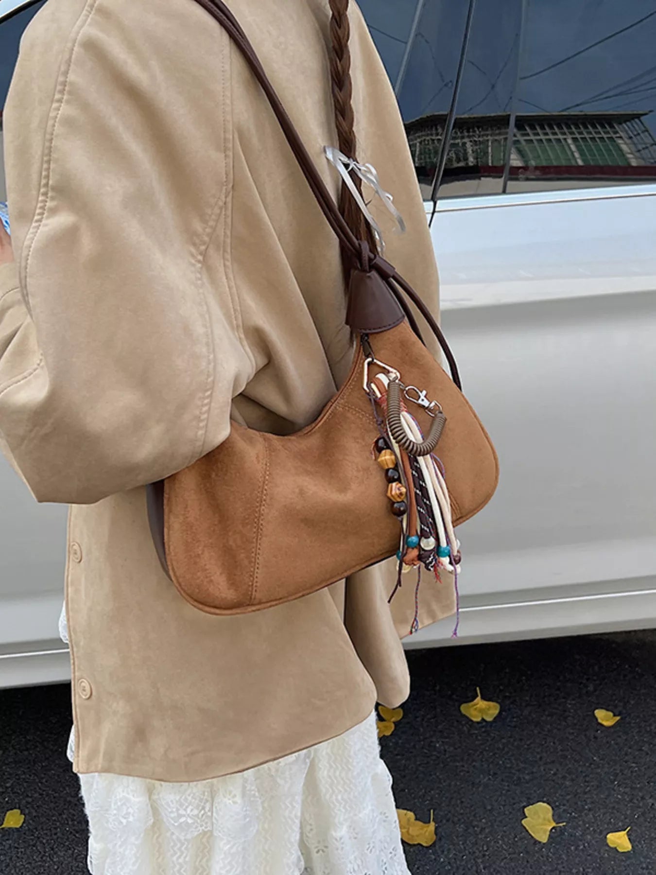 Vintage Suede Tassel Shoulder Bag 