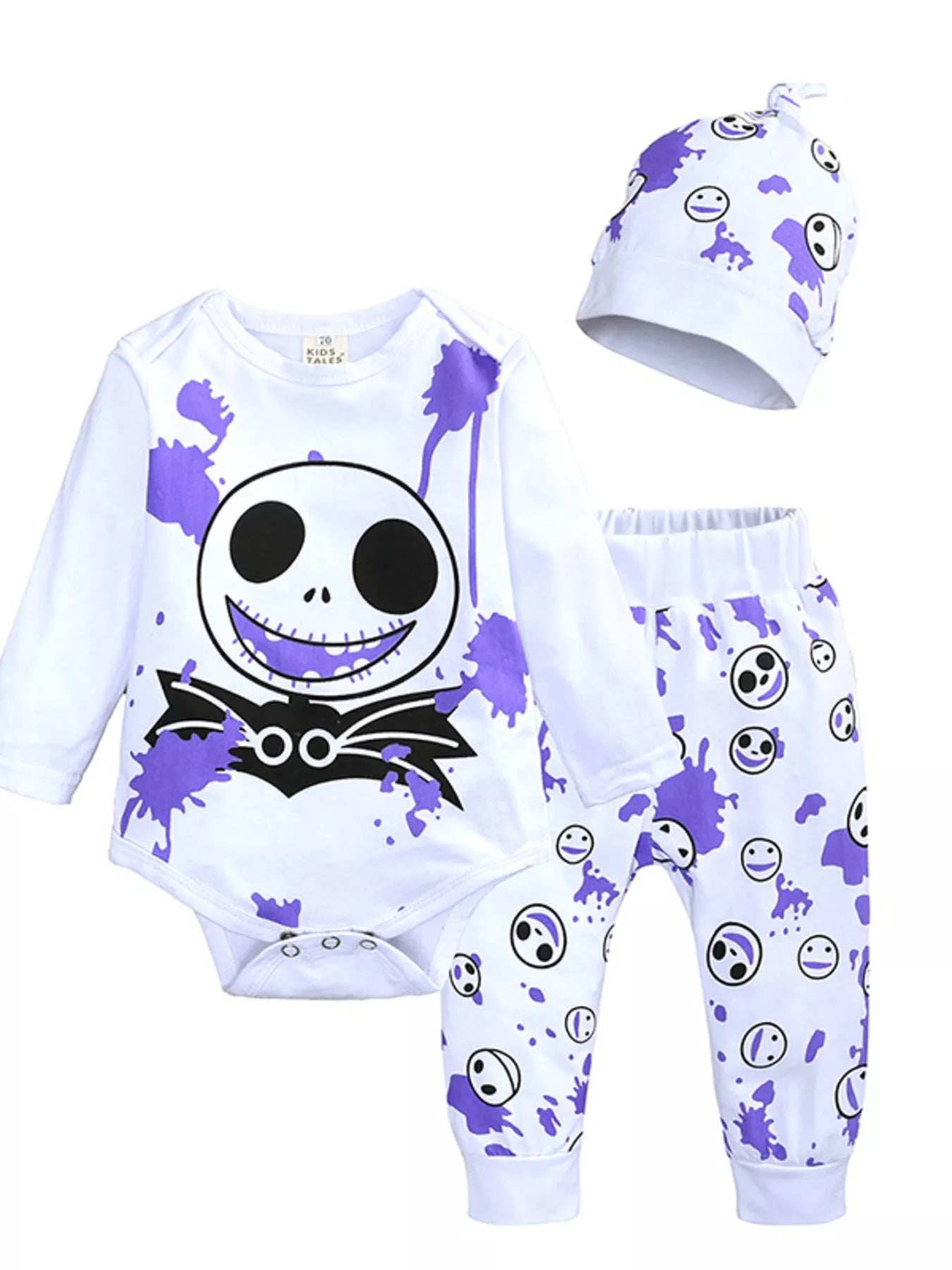 Children's Halloween Bodysuit and Pants Set with Hat 