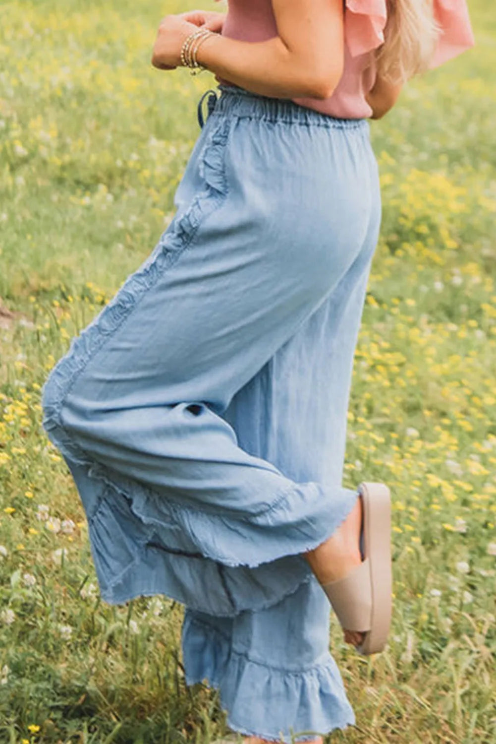 Raw Hem Wide Leg Jeans 