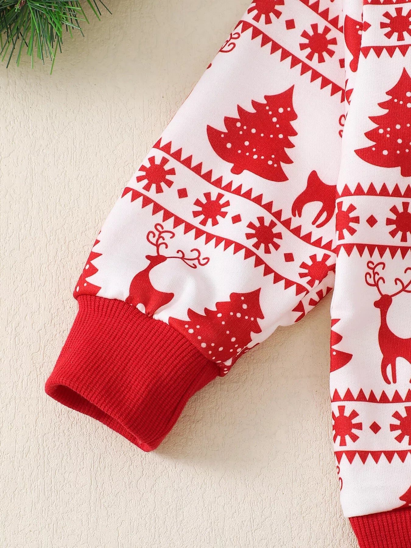 Children's Christmas Reindeer & Tree Print Top and Pants Set 