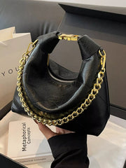 Chain Decor Leather Bag 