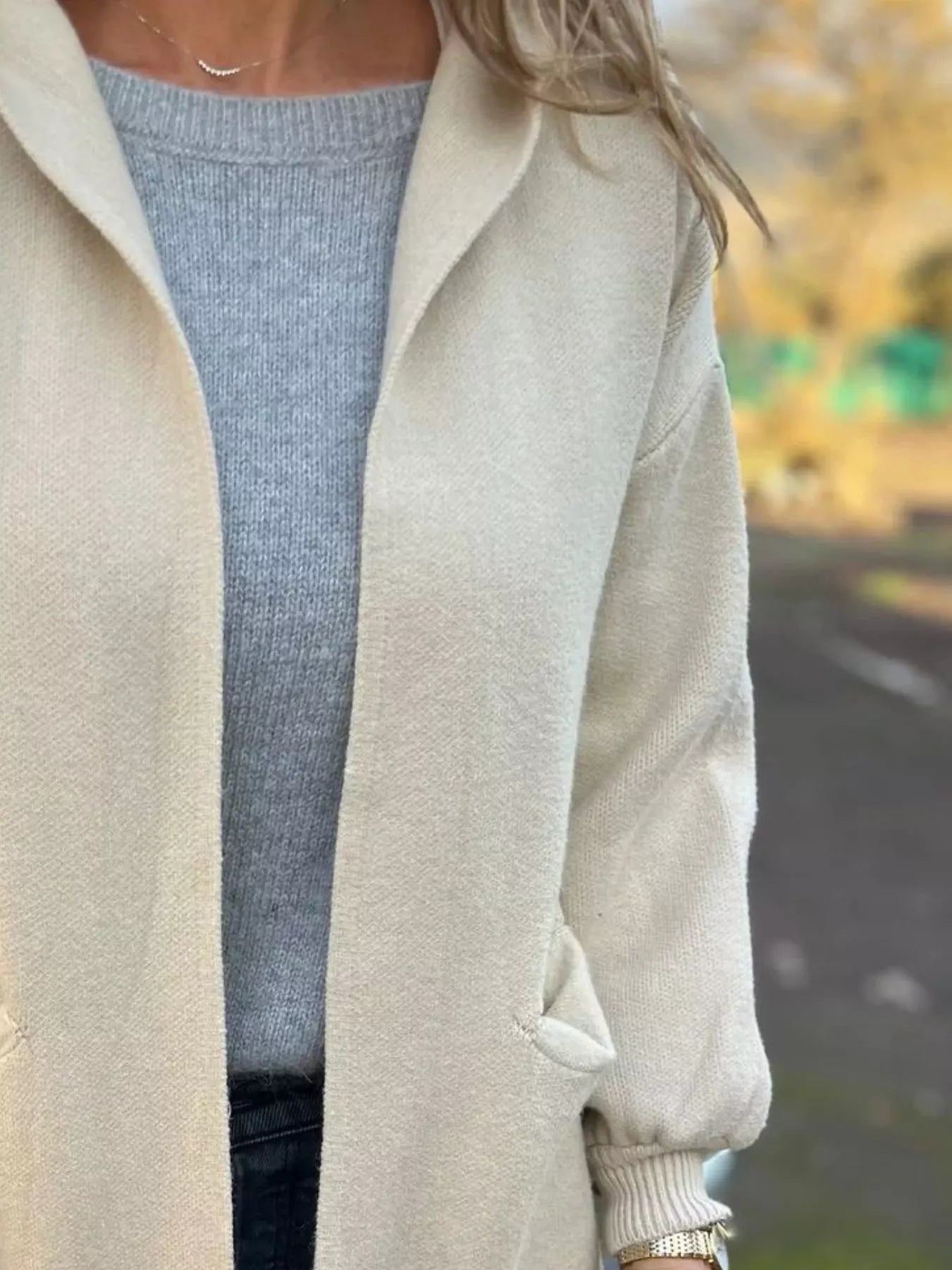 Full Size Open Front Drop Shoulder Hooded Cardigan Plus Size 