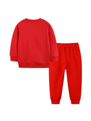 Children's Christmas Dog & Reindeer Round Neck Outfit Set 