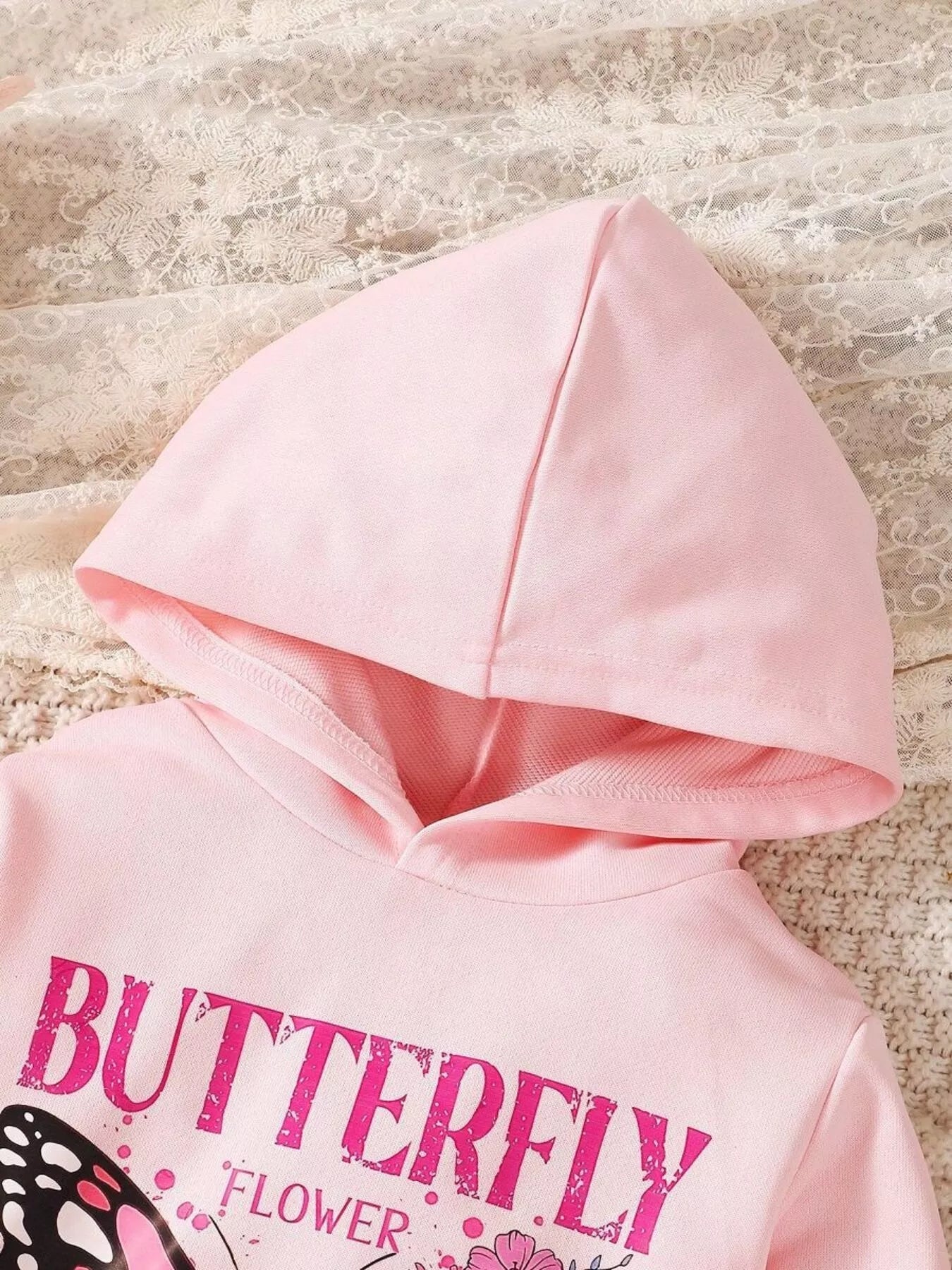 Children's Butterfly Flower Hoodie & Pants Set 