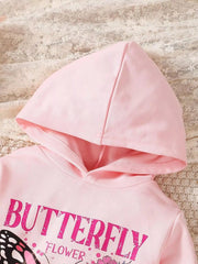 Children's Butterfly Flower Hoodie & Pants Set 