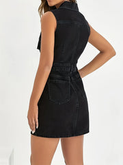 Fringe Detail Button-Front Mini Dress 