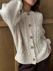 Cable Knit Button-Down Cardigan 