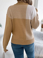 Color Block Striped Round Neck Sweater 