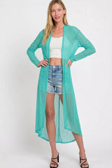 Zenana Mesh Open Front Cardigan 